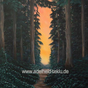 Weg im Abendlicht - Original Gemälde